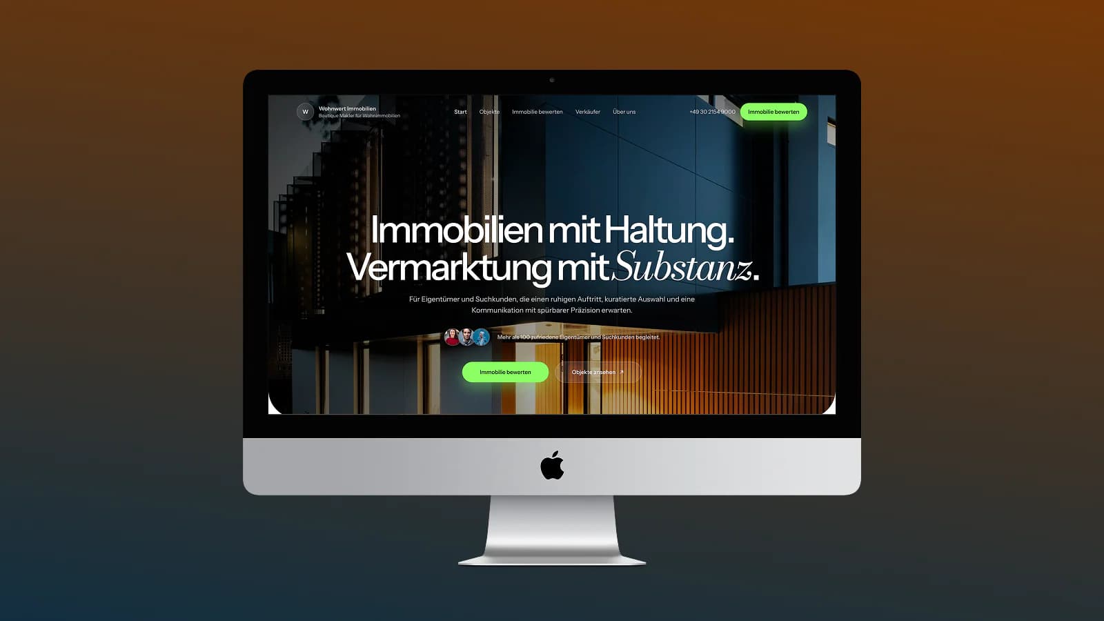 Immobilien-Website in einem iMac-Mockup