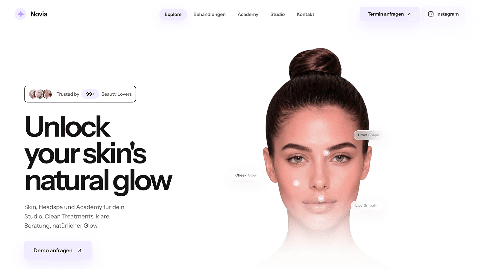 Startseite des Novia Webdesign-Projekts